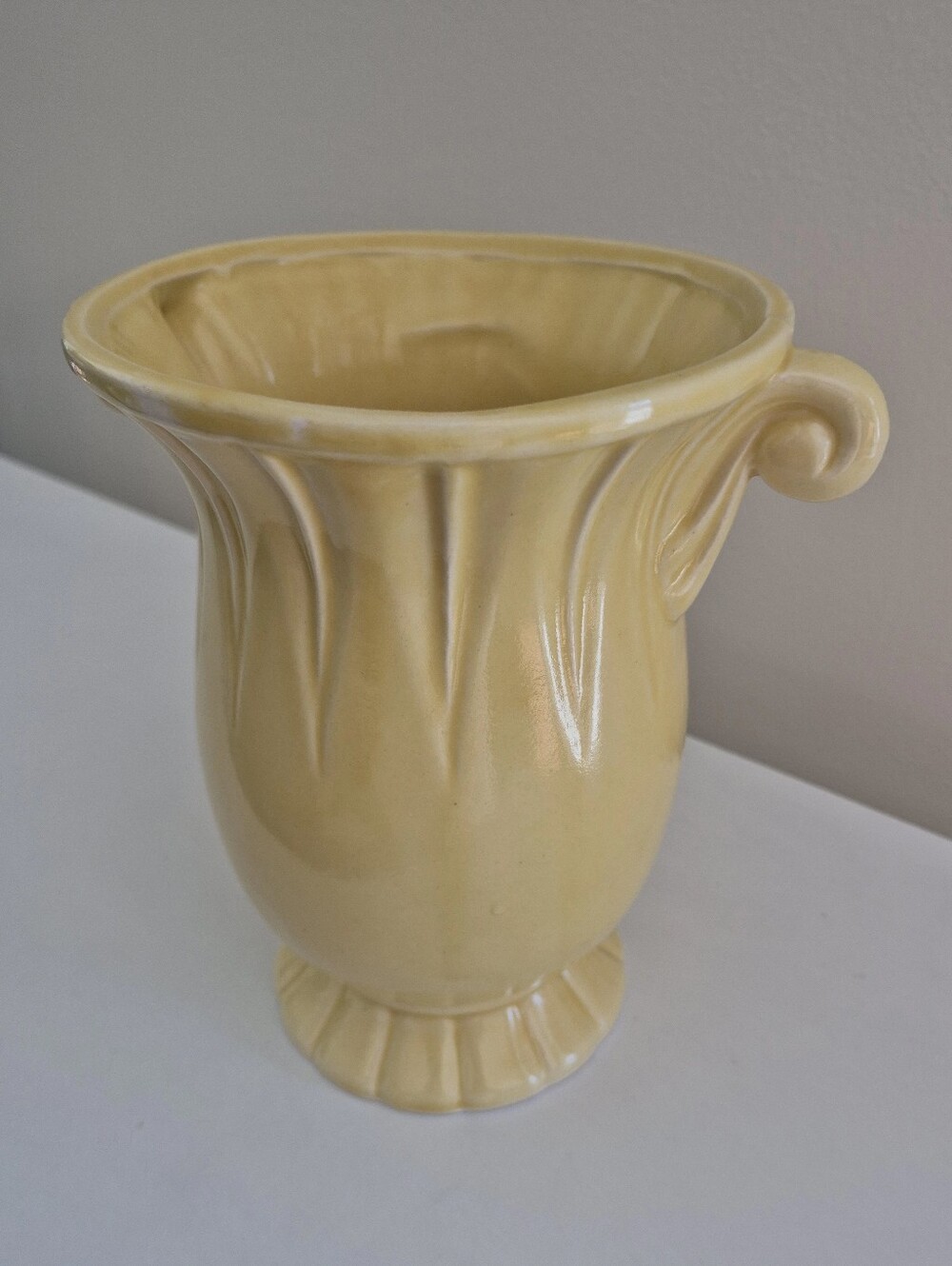 YELLOW ROSEVILLE POTTERY VASE